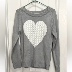 Gray and White Heart Valentine’s Sweater